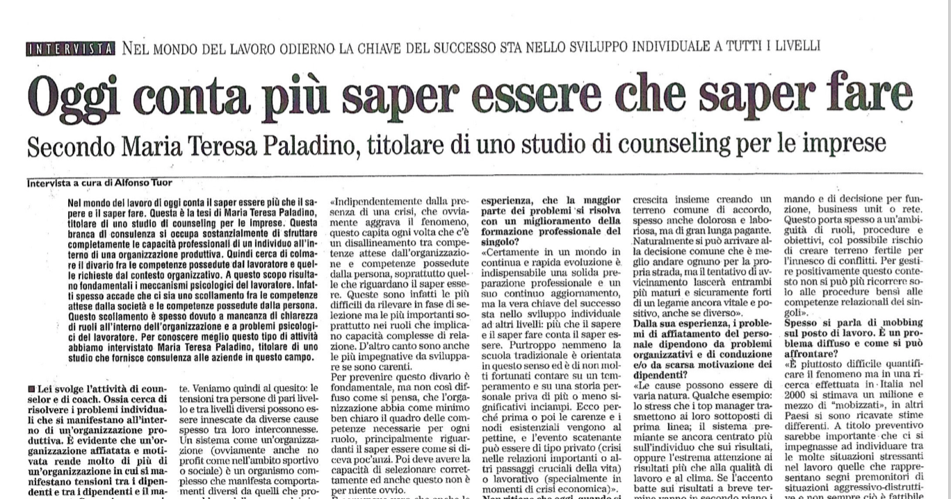 Oggi conta più saper essere che saper fare